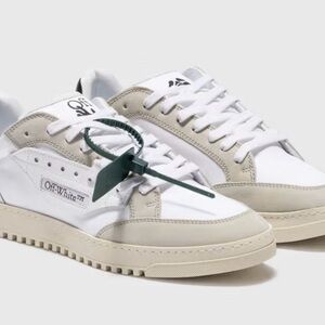 Off-White Men's White Leather Canvas Sneakers